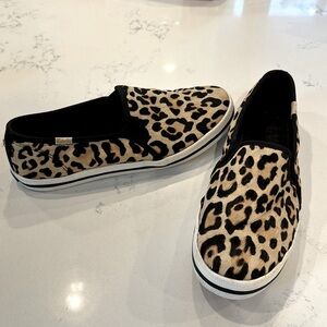 Keds and Kate Spade calf hair, leopard slip-on sneaker. Size 7.5